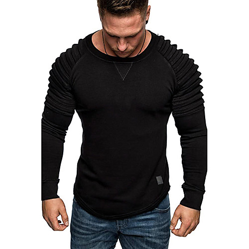 

Men's T shirt Shirt non-printing Solid Colored Long Sleeve Daily Tops Round Neck Black Green Gray