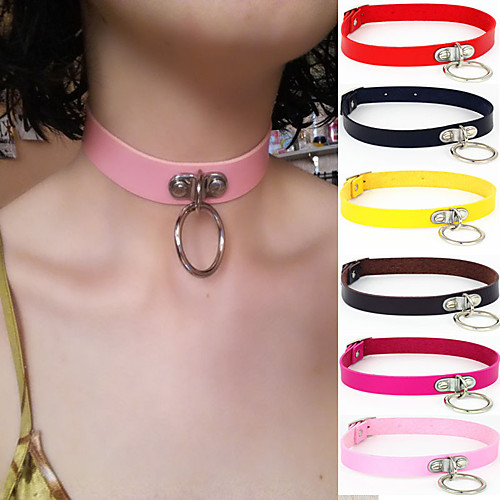 

Women's Men's Couple's Choker Necklace Collar Necklace Heart Flower Love Ladies Personalized Fashion Vintage Leather Silver Plated Alloy Light Brown Dark Brown Purple Yellow Red Necklace Jewelry For