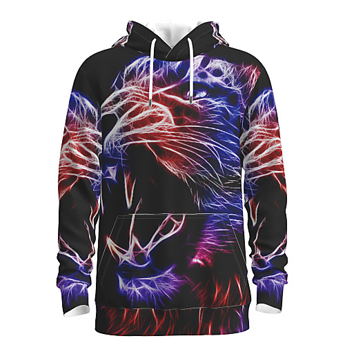 

Men's Pullover Hoodie Sweatshirt Graphic Animal Hooded Daily 3D Print Basic Hoodies Sweatshirts Long Sleeve Black