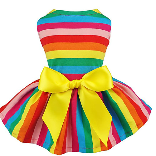 

Dog Cat Dress Rainbow Ribbon bow Casual / Sporty Sweet Casual / Daily Dog Clothes Puppy Clothes Dog Outfits Breathable Rainbow Costume for Girl and Boy Dog Fabric XXS XS S M L