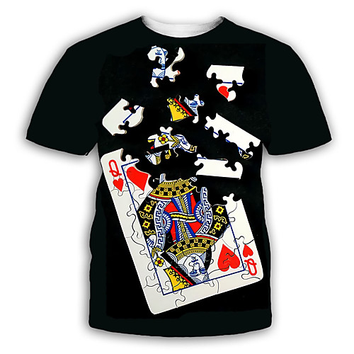 

Men's T shirt Shirt 3D Print Graphic Print Short Sleeve Party Tops Exaggerated Round Neck Black