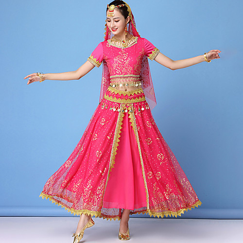 

Belly Dance Skirts Sashes / Ribbons Pattern / Print Split Joint Women's Training Performance Short Sleeve Nylon