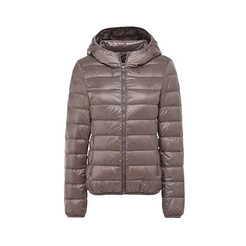 

Women's Down Regular Coat Regular Fit Jacket Solid Colored Blue Blushing Pink / White Duck Down