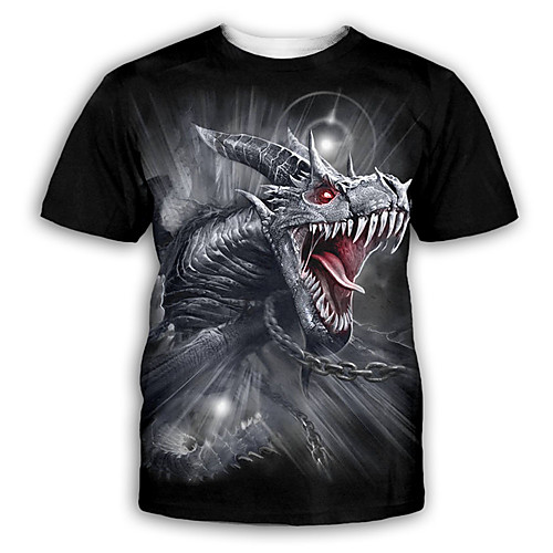 

Men's T shirt Shirt 3D Print Graphic Print Short Sleeve Party Tops Exaggerated Round Neck Black