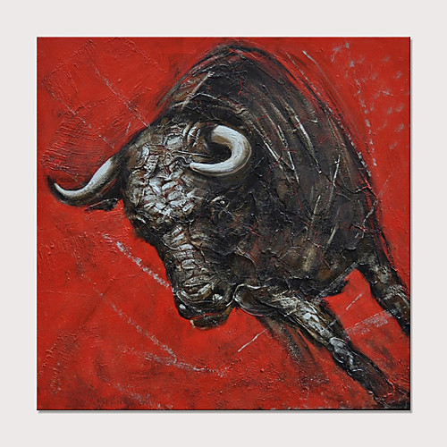 

Oil Painting Hand Painted Square Abstract Animals Modern Rolled Canvas (No Frame)