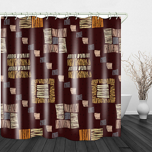 

Wooden Strips Print Waterproof Fabric Shower Curtain for Bathroom Home Decor Covered Bathtub Curtains Liner Includes with Hooks