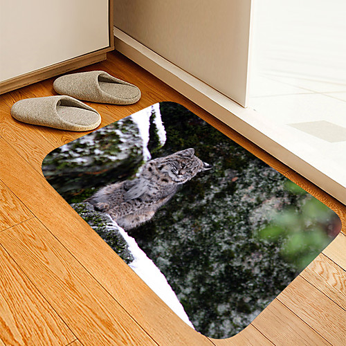

Snow Mountain Civet cat Digital Printing Floor Mat Flowers Kitten Girl Modern Bath Mats Nonwoven / Memory Foam Novelty Bathroom
