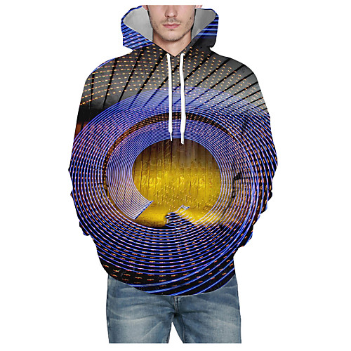 

Men's Pullover Hoodie Sweatshirt Print Graphic 3D Hooded Daily 3D Print Basic Hoodies Sweatshirts Long Sleeve Blue