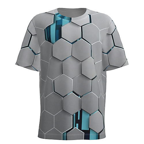 

Men's T shirt Shirt 3D Print Graphic Color Block 3D Short Sleeve Daily Tops Basic Round Neck Gray