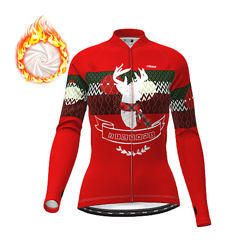 

21Grams Women's Long Sleeve Cycling Jersey Winter Fleece Polyester Red Blue Green Christmas Bike Top Mountain Bike MTB Road Bike Cycling Fleece Lining Warm Quick Dry Sports Clothing Apparel