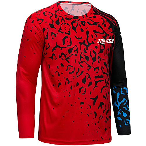 

21Grams Men's Long Sleeve Cycling Jersey Downhill Jersey Dirt Bike Jersey Winter Polyester Red Novelty Bike Top Mountain Bike MTB Road Bike Cycling Quick Dry Breathable Sports Clothing Apparel