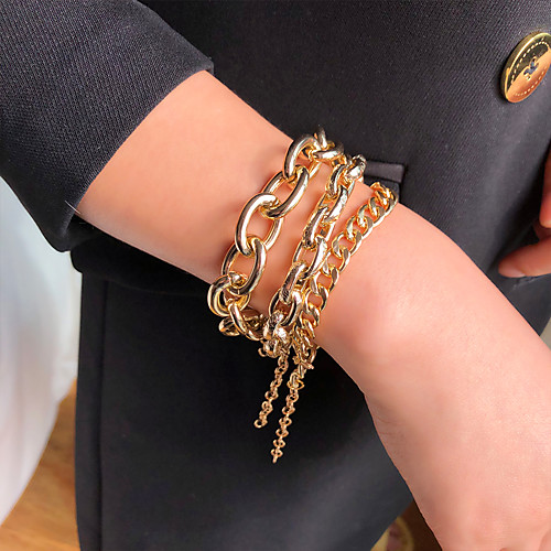 

3pcs Women's Chain Bracelet Friendship Bracelet Bracelet Stacking Stackable Fashion Birthday Lucky Stylish Simple Elegant Fashion Punk Alloy Bracelet Jewelry Gold For Gift Formal Prom Date Festival