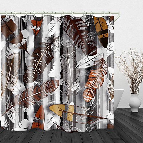 

Goose Feathers Print Waterproof Fabric Shower Curtain for Bathroom Home Decor Covered Bathtub Curtains Liner Includes with Hooks 72 Inch