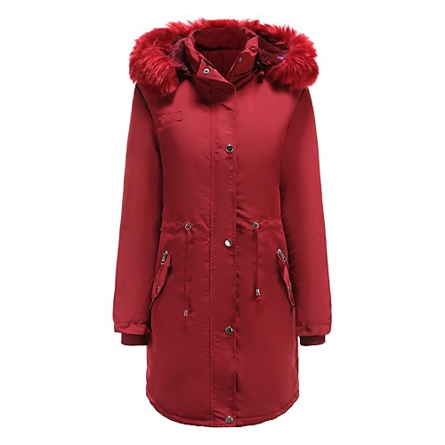 

Women's Parka Long Coat Loose Jacket Solid Colored Blue Blushing Pink