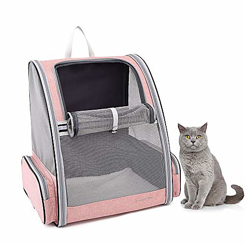 

cat backpack carrier,comfortable pet backpack for cat,dog backpack carrier for small dogs for travel hiking (pink)