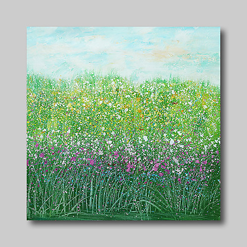 

Oil Painting Hand Painted Square Abstract Abstract Landscape Comtemporary Modern Stretched Canvas
