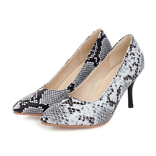 

Women's Heels Stiletto Heel Pointed Toe Sweet Daily Walking Shoes PU Snake White Red Blue