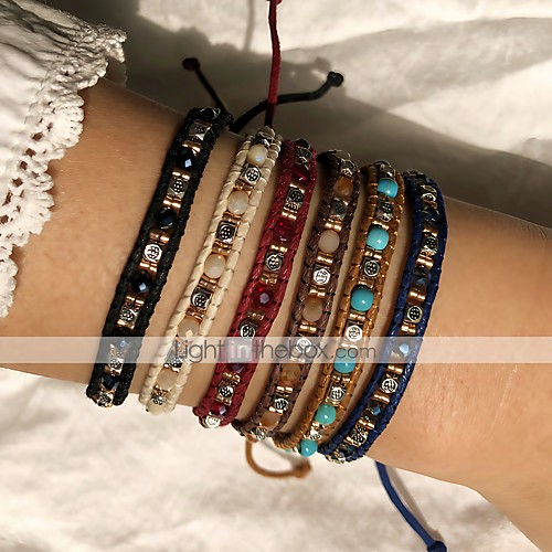 

Women's Friendship Bracelet Vintage Bracelet Bracelet Retro Fashion Birthday Vintage Theme Rustic / Lodge Simple Ethnic Vintage Boho Glass Bracelet Jewelry Royal Blue / White / Black For Sport Prom