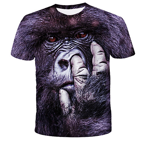 

Men's T shirt Graphic Animal Print Short Sleeve Daily Tops Streetwear Exaggerated Black