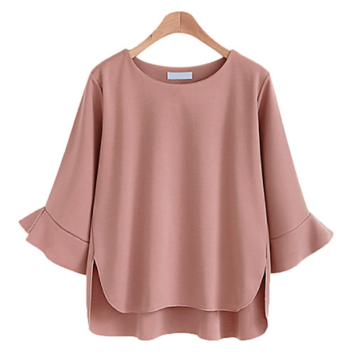 

Women's T shirt Solid Colored Round Neck Basic Tops Cotton White Black Blushing Pink