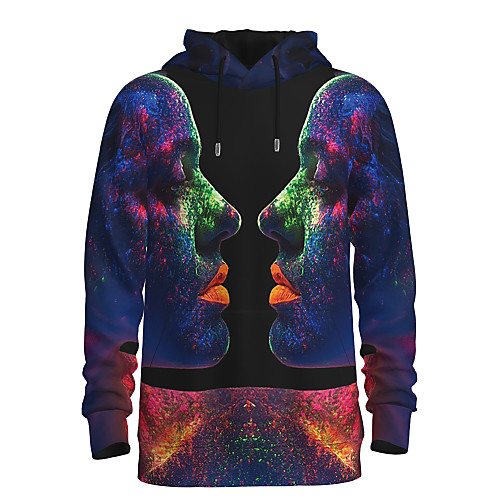 

Men's Pullover Hoodie Sweatshirt Graphic 3D Hooded Daily 3D Print Basic Hoodies Sweatshirts Long Sleeve Blue