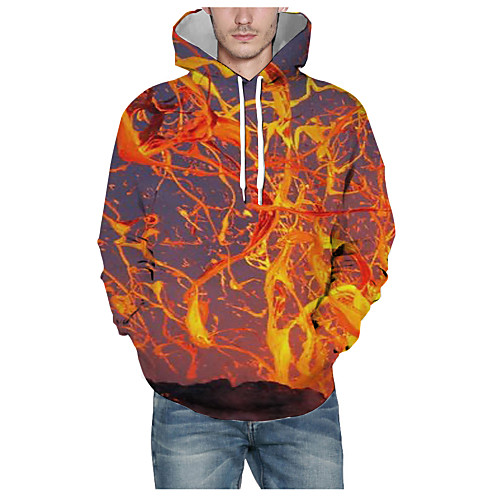 

Men's Pullover Hoodie Sweatshirt Graphic 3D Hooded Daily 3D Print Basic Hoodies Sweatshirts Long Sleeve Orange