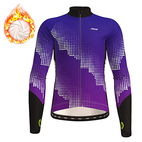 

21Grams Men's Long Sleeve Cycling Jersey Winter Fleece Polyester Purple Blue Gradient Geometic Bike Jersey Top Mountain Bike MTB Road Bike Cycling Thermal Warm Fleece Lining Warm Sports Clothing