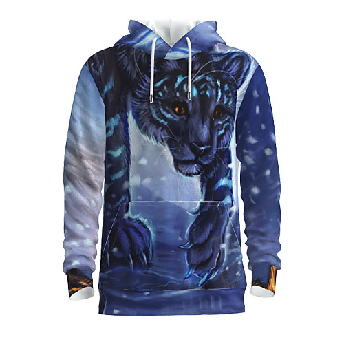 

Men's Pullover Hoodie Sweatshirt Graphic Animal Hooded Daily 3D Print Basic Hoodies Sweatshirts Long Sleeve Blue