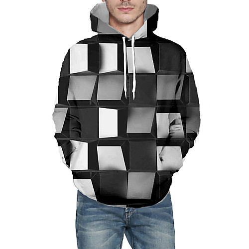 

Men's Pullover Hoodie Sweatshirt Graphic Abstract Hooded Daily 3D Print Basic Hoodies Sweatshirts Long Sleeve Black