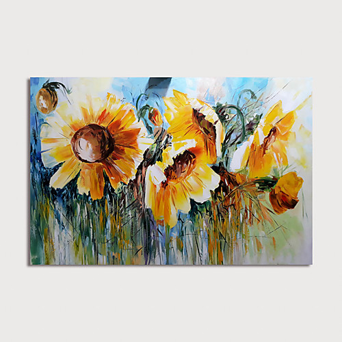 

Oil Painting Hand Painted Horizontal Floral / Botanical Modern Stretched Canvas