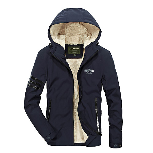 

Men's Parka Regular Coat Regular Fit Jacket Solid Colored Army Green Royal Blue