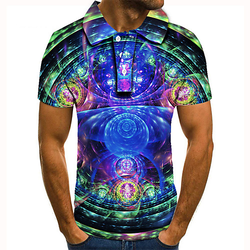 

Men's Golf Shirt Tennis Shirt 3D Print Graphic Print Short Sleeve Daily Tops Basic Blue