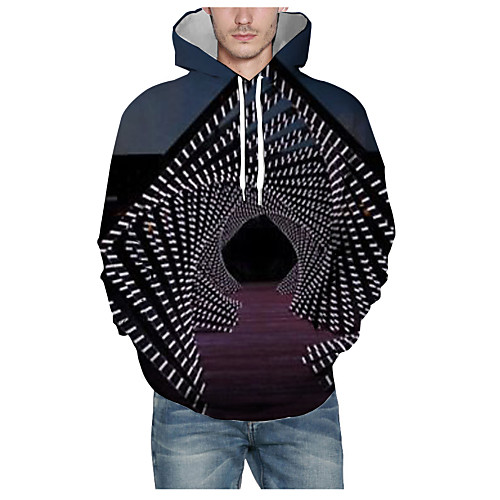 

Men's Pullover Hoodie Sweatshirt Print Graphic 3D Hooded Daily 3D Print Basic Hoodies Sweatshirts Long Sleeve Black