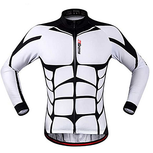 

21Grams Men's Long Sleeve Cycling Jersey Winter Polyester White Bike Jersey Top Mountain Bike MTB Road Bike Cycling UV Resistant Quick Dry Breathable Sports Clothing Apparel / Stretchy / Athleisure