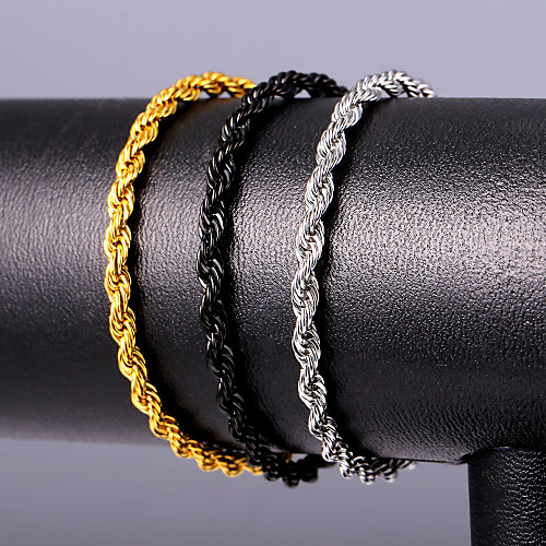 

Men's Wrap Bracelet Rope Handcuffs Fashion Stainless Steel Bracelet Jewelry Silver / Gold / Black For Gift Daily