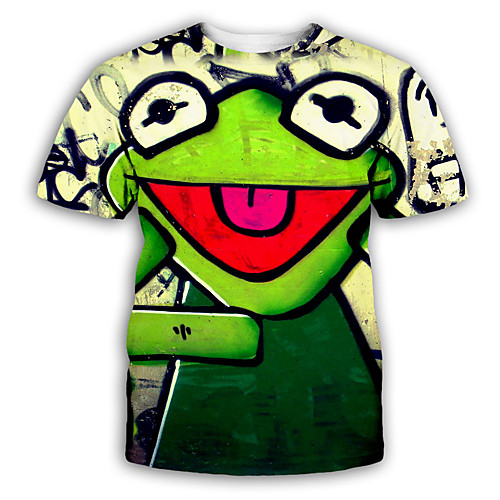 

Men's T shirt 3D Print Graphic Print Short Sleeve Party Tops Exaggerated Green