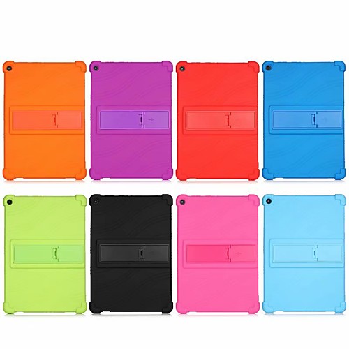 

Case For Lenovo Tab M10(TB-X605F) P10(TB-X705FL) E10 TB-X104F TAB4 10 Plus(TB-X704FN) M8FHD(TB-8705FN) E8(TB-8304F) Tab 3 8 Plus (TB-8703F) Shockproof with Stand Back Cover Solid Colored Silicone