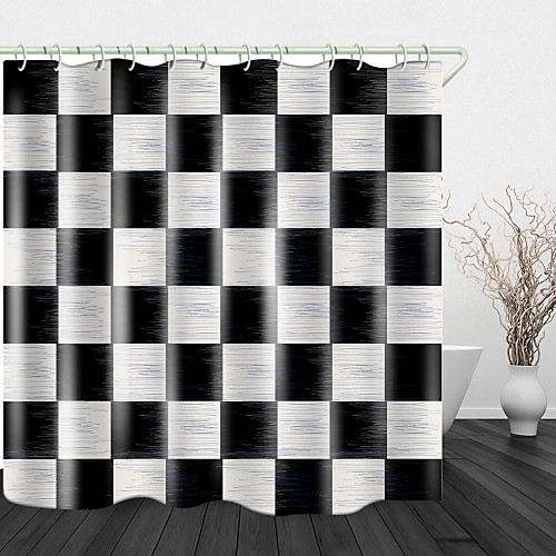 

Plaid Fabric Print Waterproof Fabric Shower Curtain for Bathroom Home Decor Covered Bathtub Curtains Liner Includes with Hooks 72 Inch