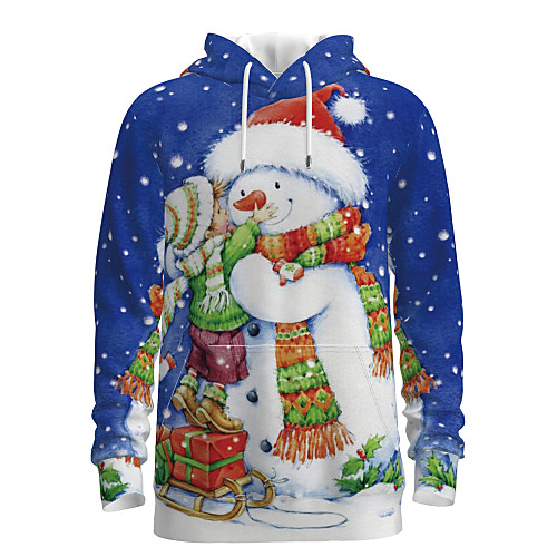 

Men's Pullover Hoodie Sweatshirt Graphic 3D Hooded Daily 3D Print Basic Christmas Hoodies Sweatshirts Long Sleeve Blue