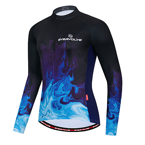 

Men's Long Sleeve Cycling Jersey Winter Dark Navy Gradient Geometic Bike Jersey Quick Dry Breathable Reflective Strips Back Pocket Sports Gradient Clothing Apparel / Micro-elastic / Athleisure