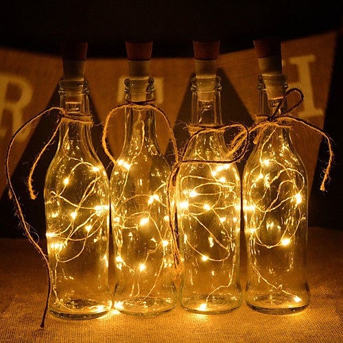 

2m Wine Bottle String Lights 6pcs 20 LEDs Warm White White Red Creative Decoration for Party Holidays Christmas Tree Light up