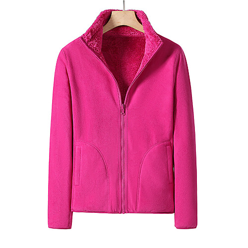 

Women's Hiking Fleece Jacket Autumn / Fall Winter Spring Outdoor Solid Color Windproof Fleece Lining Warm Breathable Winter Fleece Jacket Full Length Visible Zipper Camping / Hiking Hunting Ski