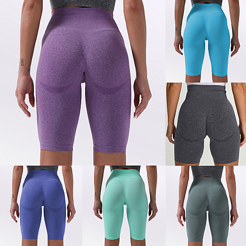 

Women's High Waist Yoga Shorts Seamless Shorts Tummy Control Butt Lift 4 Way Stretch Purple Light Green Dark Green Nylon Spandex Fitness Gym Workout Running Sports Activewear High Elasticity