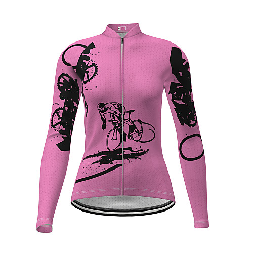

21Grams Women's Long Sleeve Cycling Jersey Winter Polyester Fuchsia Novelty Bike Jersey Top Mountain Bike MTB Road Bike Cycling Quick Dry Sports Clothing Apparel / Micro-elastic / Athleisure