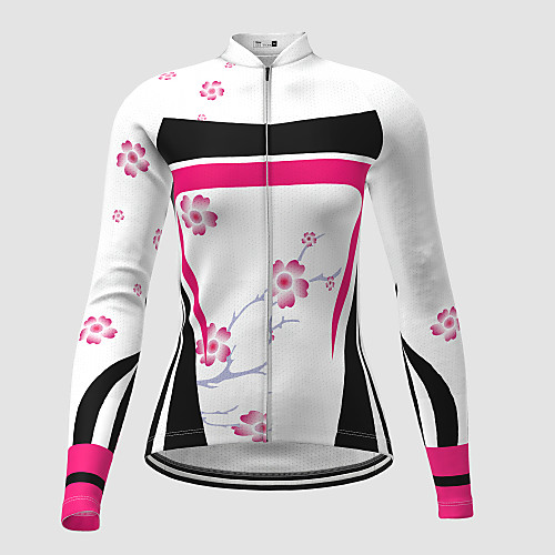 

21Grams Women's Long Sleeve Cycling Jersey Winter Polyester White Novelty Floral Botanical Bike Jersey Top Mountain Bike MTB Road Bike Cycling Quick Dry Sports Clothing Apparel / Micro-elastic