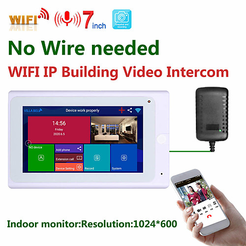 

MOUNTAINONE SY706W 7 Inch Wireless Indoor Monitor WIFI Video Doorbell Intercom System 1080P AHD Camera