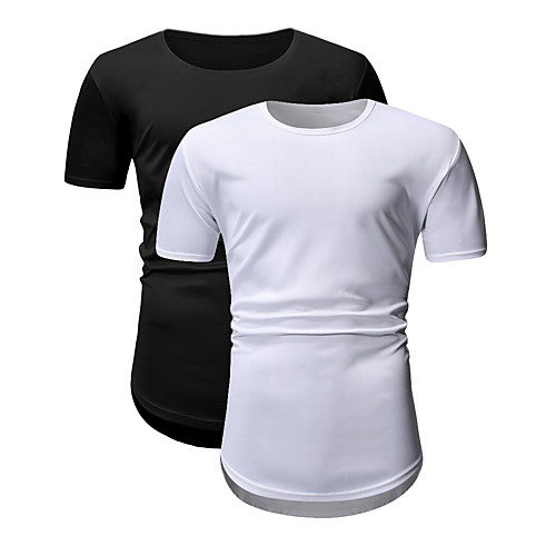 

Men's Unisex T shirt non-printing Solid Colored Plus Size 2pcs Short Sleeve Daily Tops Black / White