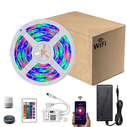 

5M Smart WIFI LED Light Strips RGB Tiktok Lights SMD 2835 9mm Light With 24Keys 300LED IP65 Waterproof DC12V With 2A EU Power