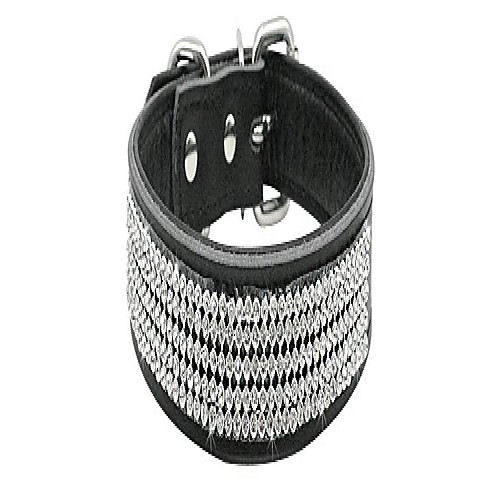 

dogcollar-mb rhinestones dog collar-bling soft genuine padded leather made sparkly crystal diamonds studded -perfect for pet show and daily walking 12-15, black, 11-14.5(16.5)
