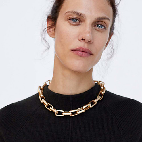 

Women's Choker Necklace Chain Necklace Rolo Vertical / Gold bar Precious Joy Lucky Blessed Luxury Fashion Punk Trendy Alloy Gold 38 cm Necklace Jewelry 1pc For Street Gift Masquerade Prom Festival
